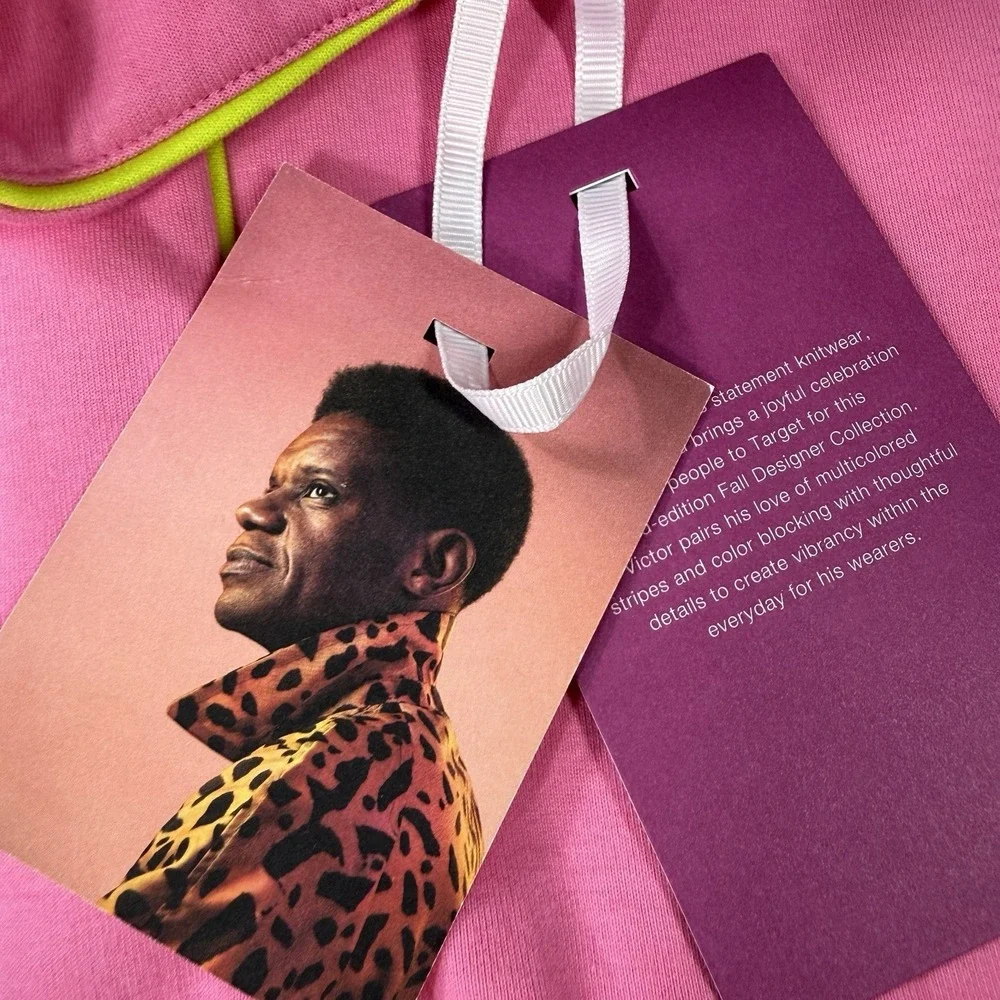 Victor Glemaud X Target Cropped Pullover Sweatshirt Womens Medium Pink NWT - Picture 3 of 8